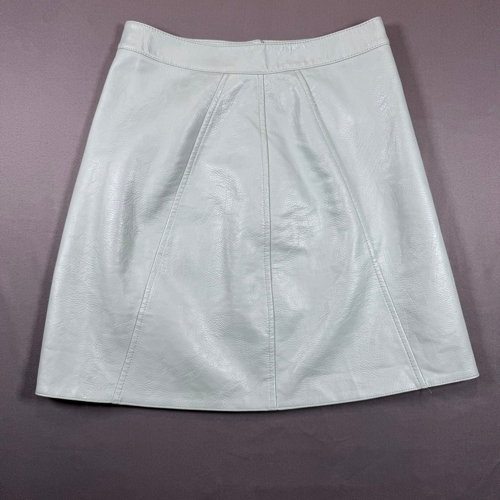Zara Basic Collection Womens XS Mint Green Faux Leather A-Line Mini Skirt Casual